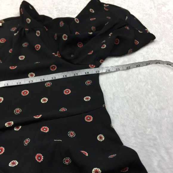 Studio B by Bobeau Hi-Low Maxi Wrap Dress Sz L Womans Black Floral Short Sleeve - Picture 6 of 16